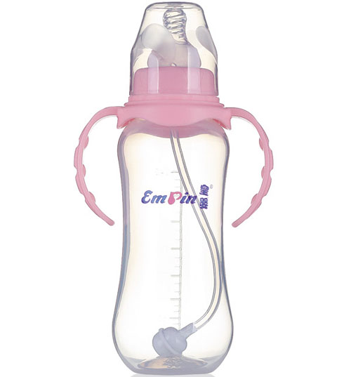 皇嬰標(biāo)口PP適指圓弧大奶瓶240ml粉色