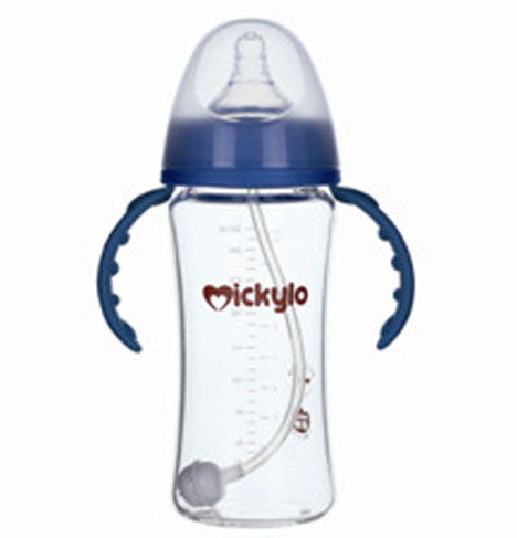 米奇樂(lè)晶鉆玻璃寬口自動(dòng)奶瓶260ml