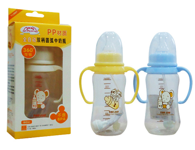 嬰健PP180ml全自動雙柄中圓弧中奶瓶