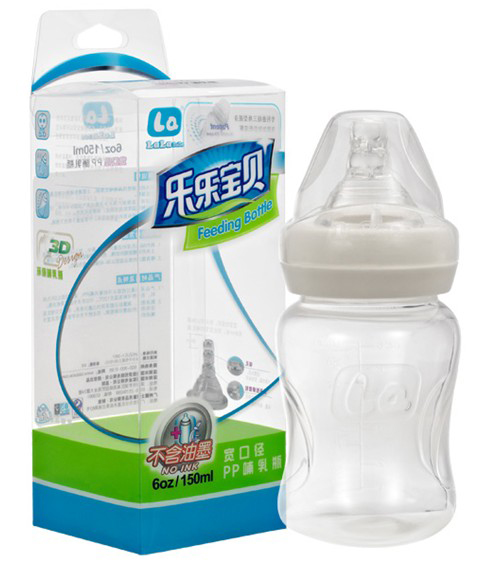 樂(lè)樂(lè)寶貝寬口pp哺喂期奶瓶150ml