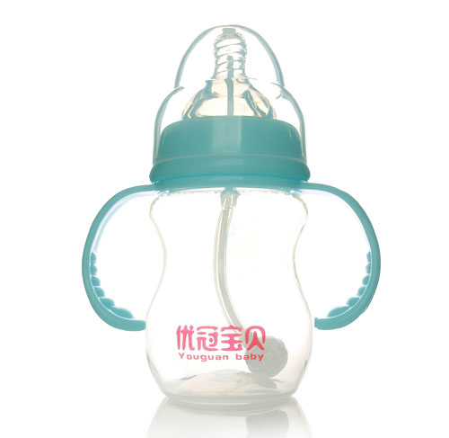 優(yōu)冠寶貝寬口帶柄自動(dòng)PP奶瓶210ml藍(lán)色