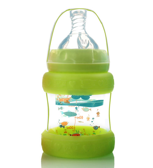 優(yōu)冠寶貝防護玻璃奶瓶150ml綠色