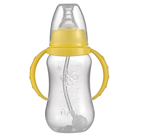 愛(ài)普麗標(biāo)口弧形PP奶瓶120ml黃色