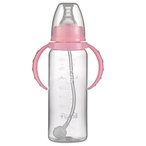 愛普麗標(biāo)口直身PP奶瓶240ml粉色