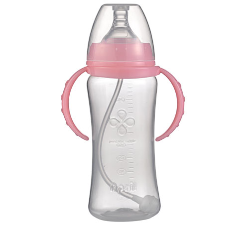 愛普麗寬口弧形PP奶瓶280ml粉色