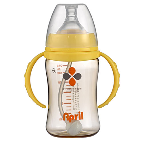 愛(ài)普麗PPSU寬口弧形奶瓶210ml黃色