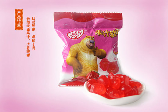 熊出沒(méi)25g五連包果汁軟糖草莓味