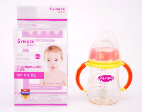 尚嬰兒PPSU自動(dòng)寬口奶瓶210ML黃底粉蓋