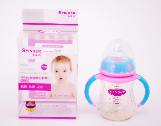 尚嬰兒PPSU自動(dòng)寬口奶瓶210ML粉底藍(lán)蓋