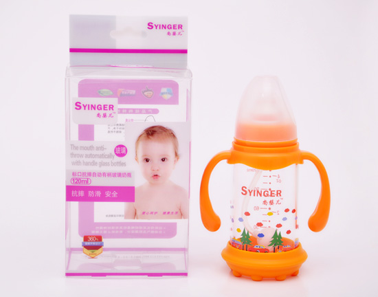 尚嬰兒標口抗摔自動有柄玻璃奶瓶120ML