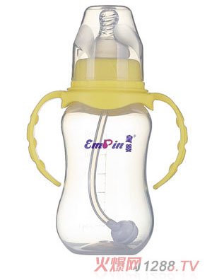 皇嬰標(biāo)口PP圓弧自動(dòng)小奶瓶180ml黃色