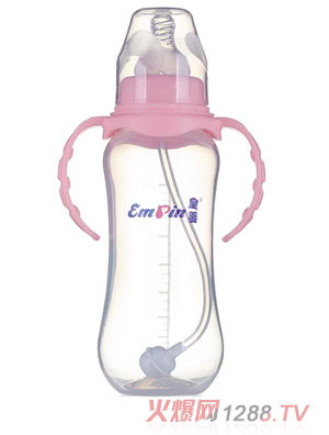 皇嬰標(biāo)口PP適指圓弧大奶瓶240ml粉色
