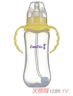 皇嬰標(biāo)口PP適指圓弧大奶瓶240ml黃色