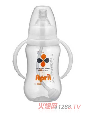 愛普麗標(biāo)口弧形pp奶瓶180ml（白）