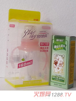 藍天寶貝LP01標(biāo)口螺旋錐型PP奶瓶配寶寶金水