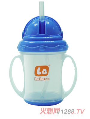 樂(lè)樂(lè)寶貝帶炳吸管學(xué)飲杯藍(lán)色