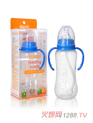 可兒KR-1030 標(biāo)口手把吸管PP奶瓶（葫蘆型）280ml