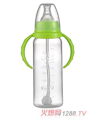 愛普麗標(biāo)口直身PP奶瓶240ml綠色