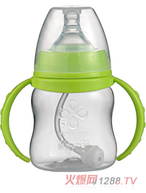 愛普麗寬口弧形PP奶瓶120ml綠色