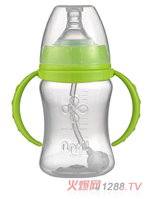 愛普麗寬口弧形PP奶瓶180ml綠色