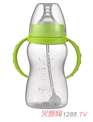 愛普麗寬口弧形PP奶瓶240ml綠色