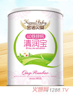 金諾貝嬰AD鐵鋅鈣金銀花開味消食小兒七星清潤(rùn)寶380g